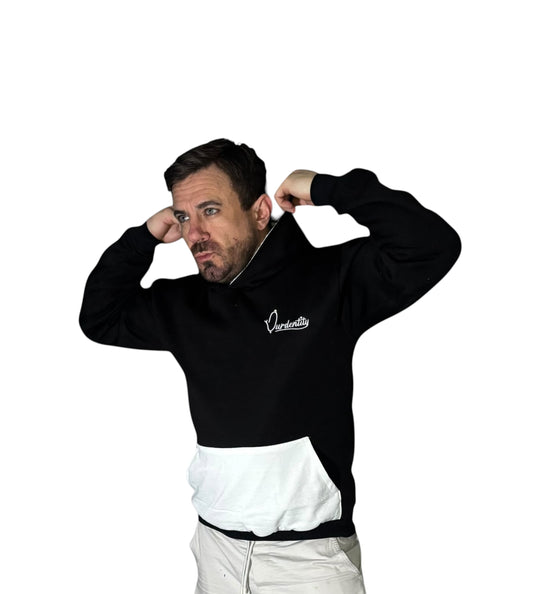 Satin Lined Black and White Hoodie