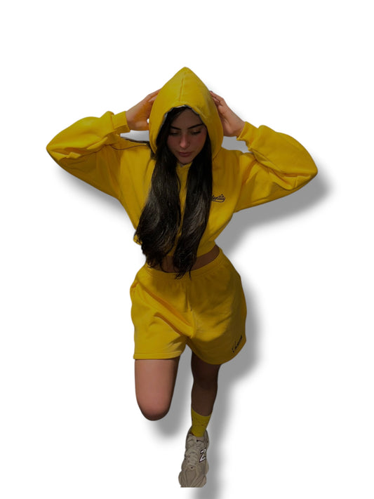 Yellow Loungewear Set with our Signature Satin Lined Hood