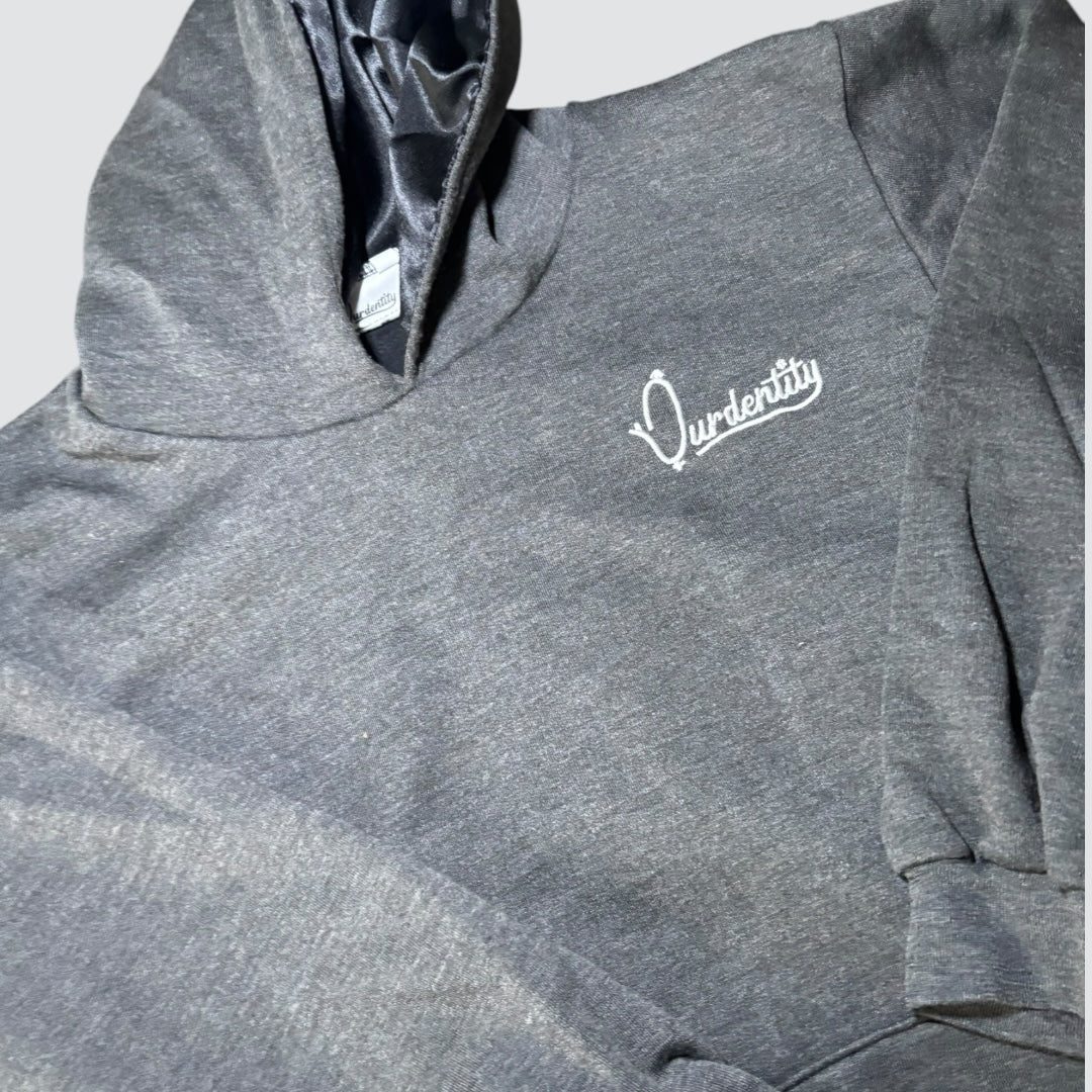 Satin Lined Raven Grey Overhead Hoodie