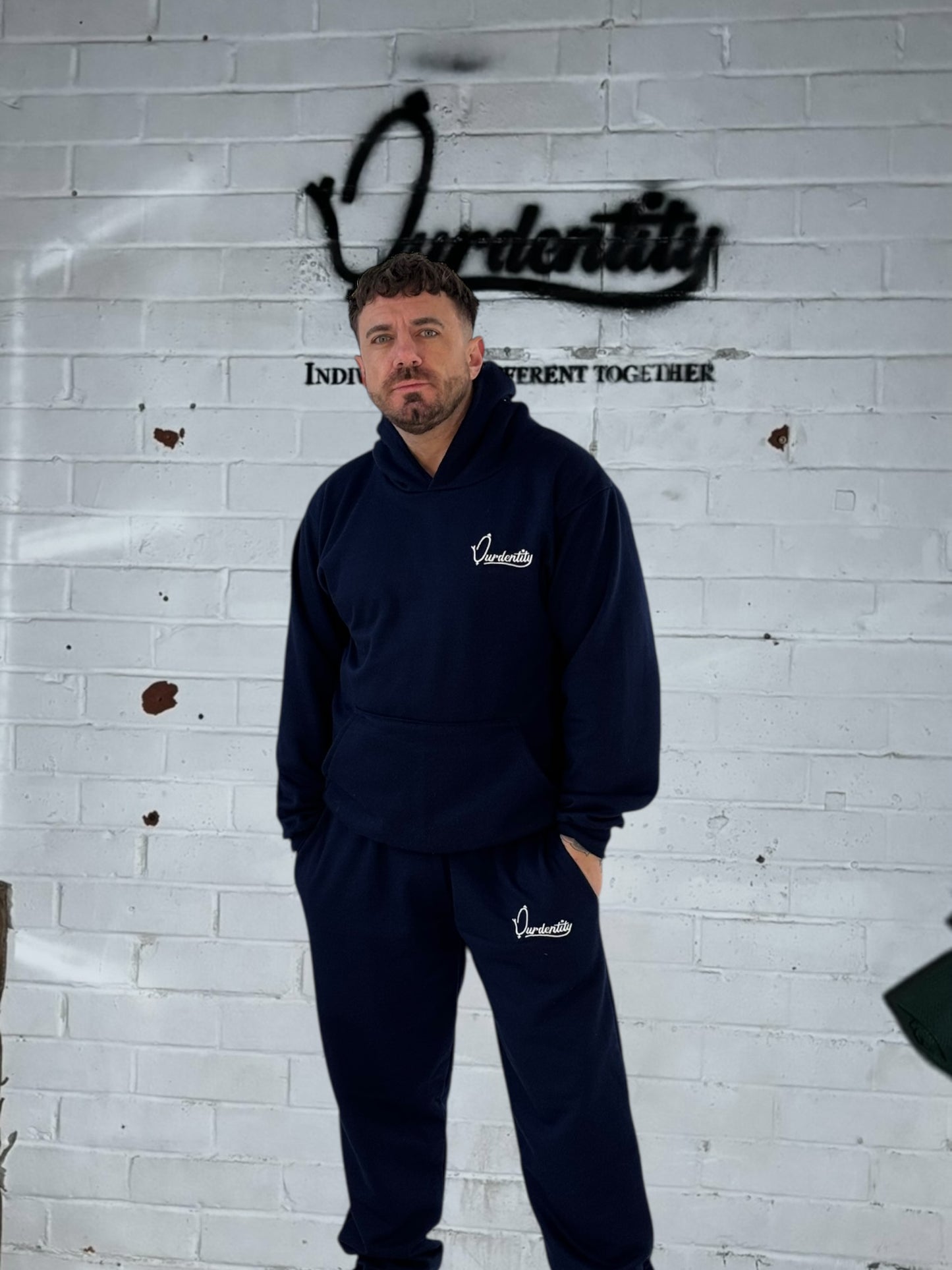 Luxe Navy Blue Tracksuit with Satin Lined Hood