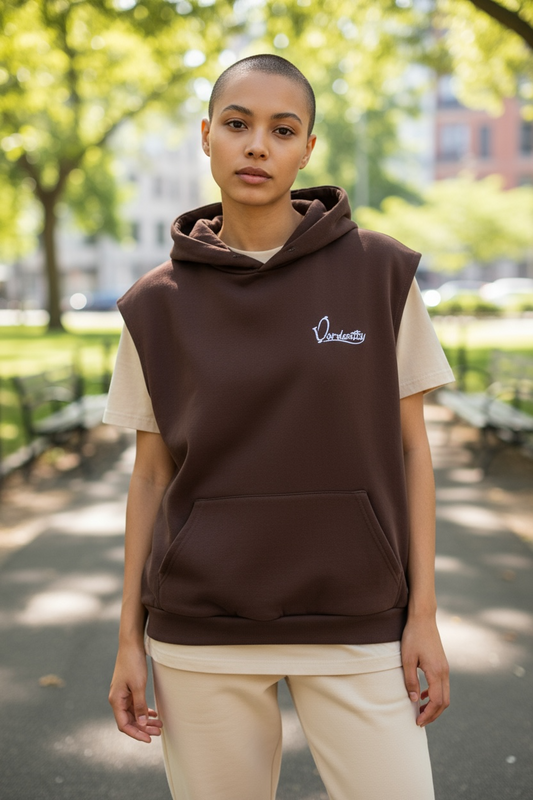 Brown Sleeveless Hoodie