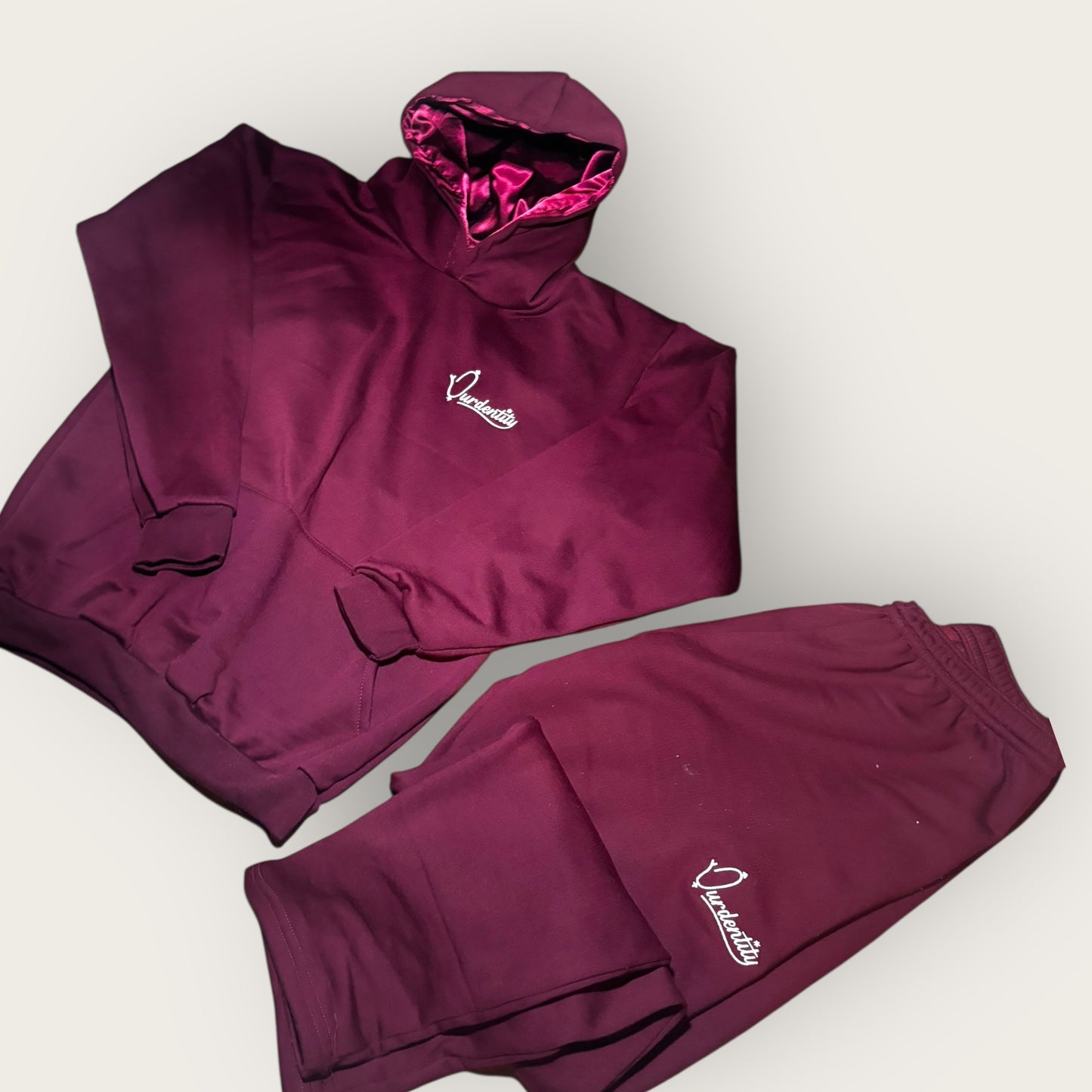 Dark Wine Overhead Tracksuit with Satin Lined Hood