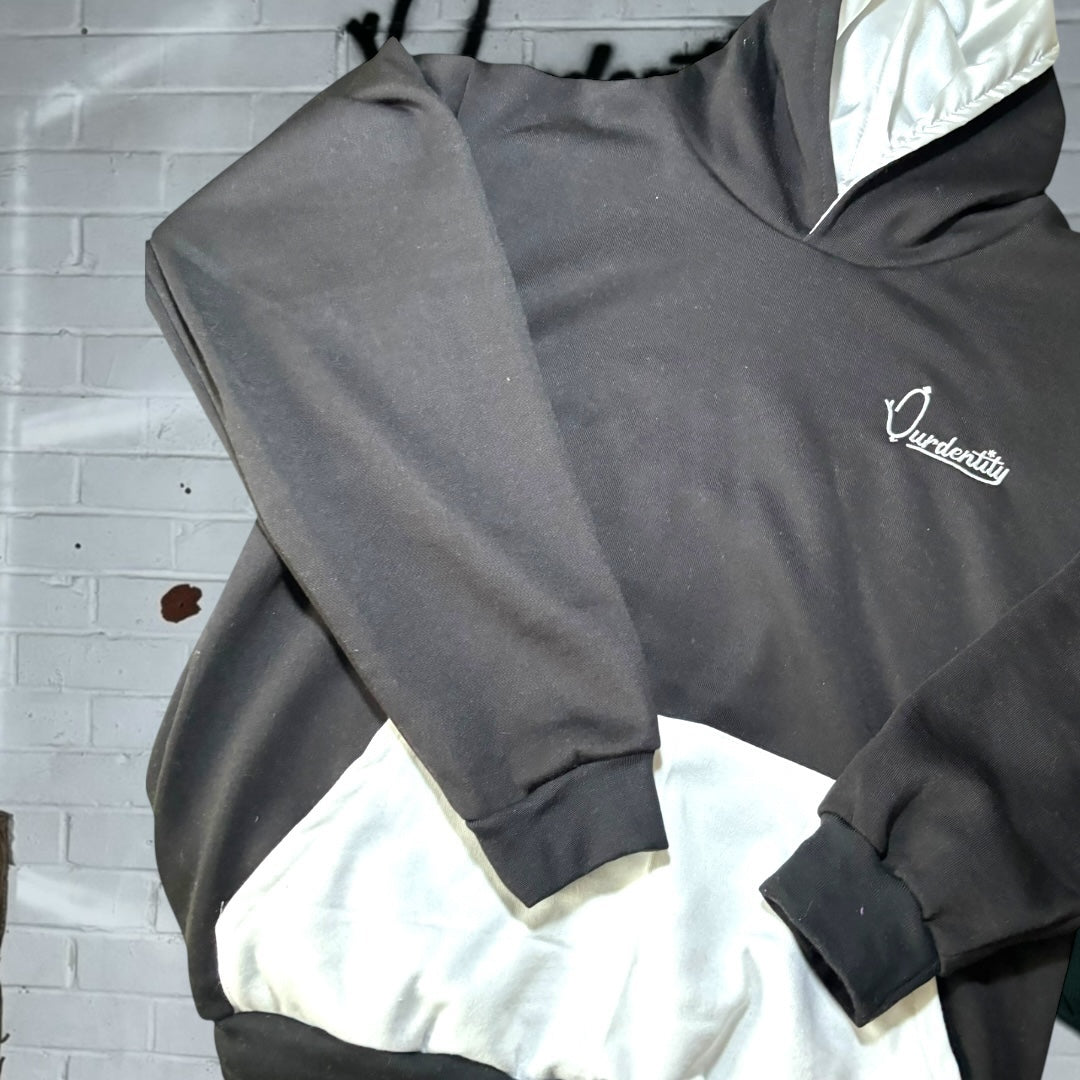 Satin Lined Black and White Hoodie