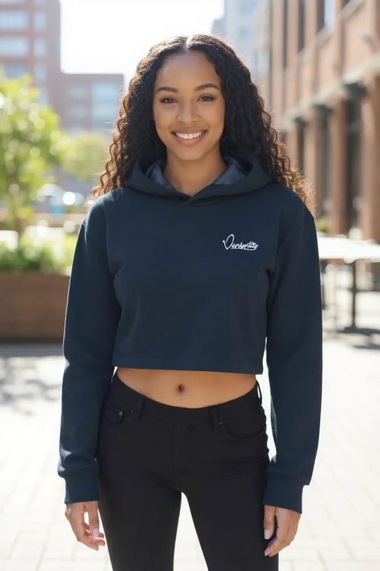 Black Crop Overhead Hoodie