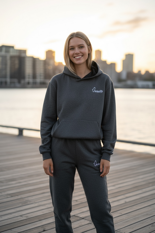 Raven Grey Overhead Tracksuit with Satin Lined Hood and Cuffed Bottoms