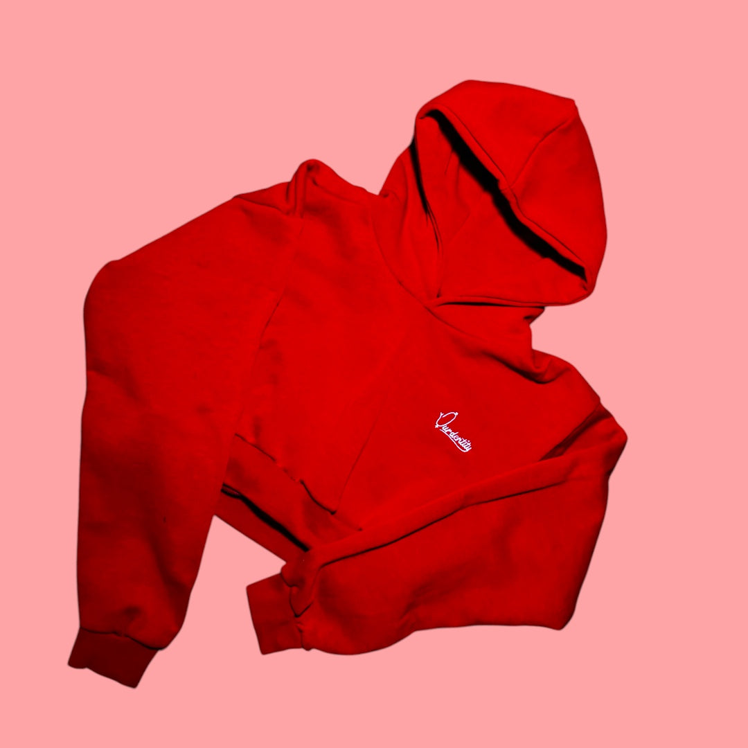 Red Crop Overhead Hoodie