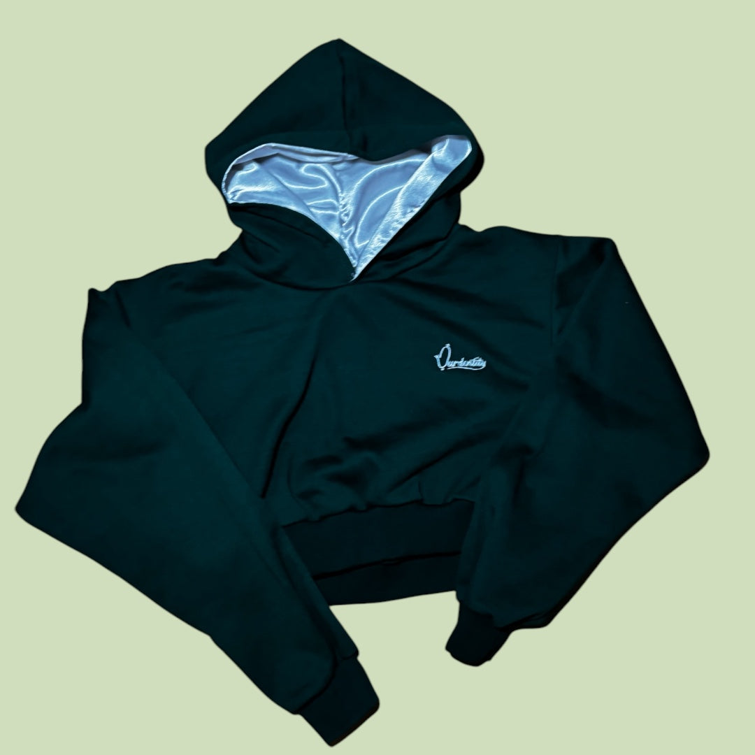 Foret Green Crop Overhead Hoodie