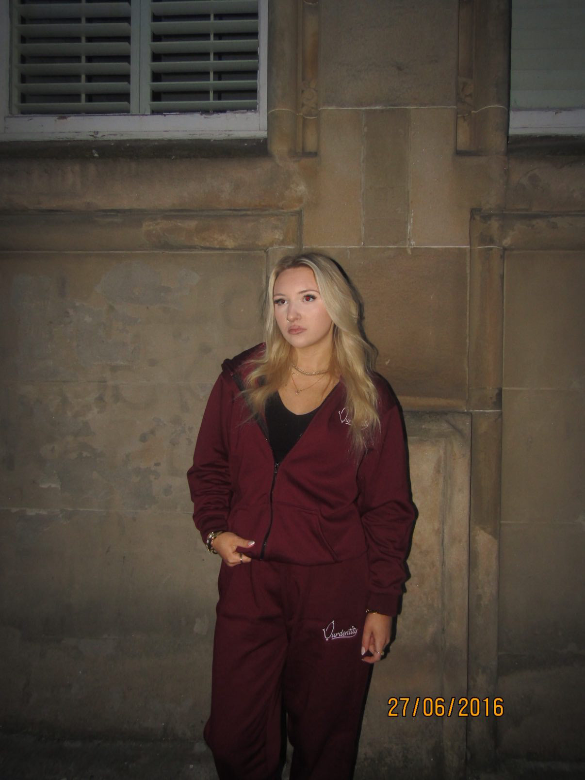 Dark Wine Zip Tracksuit with Satin Lined Hood