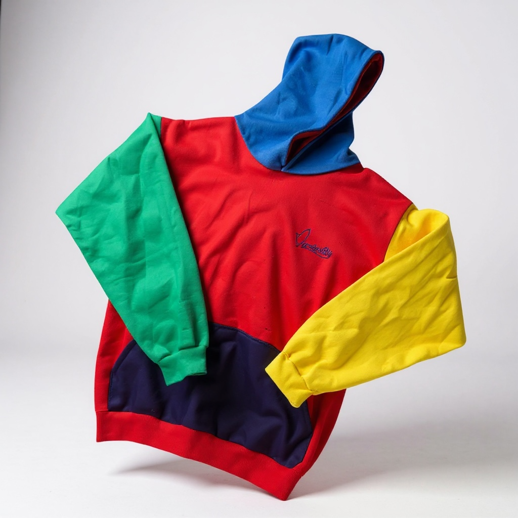 Colourblock Overhead Hoodie Red