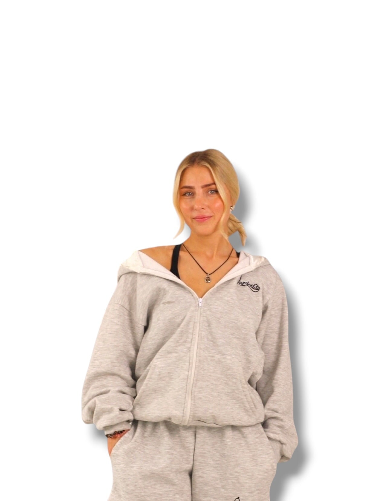 Luxe Silver Grey Tracksuit with Satin Lined Hood