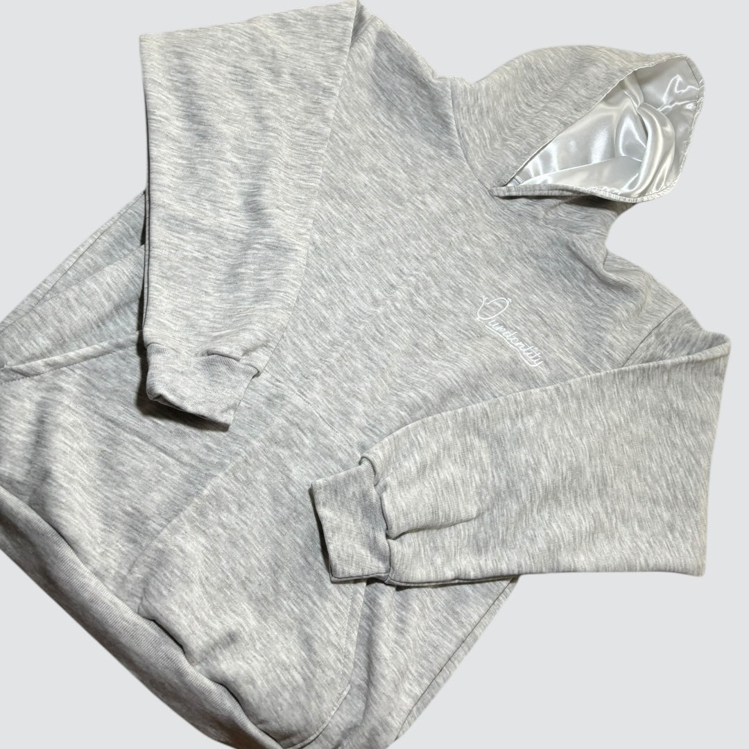 Satin Lined Silver Grey Overhead Hoodie