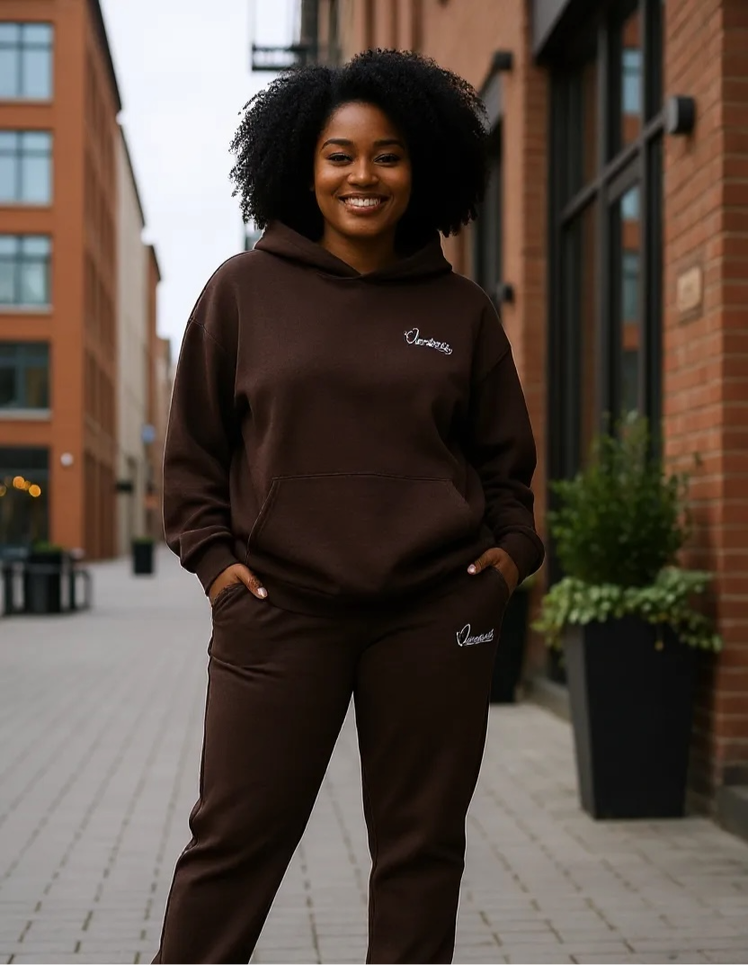 Brown Overhead Tracksuit with Open Ankle Bottoms