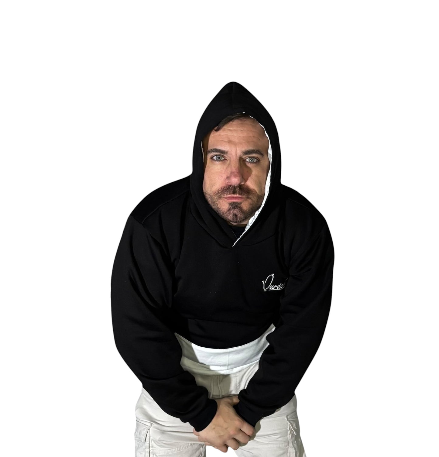 Satin Lined Black and White Hoodie