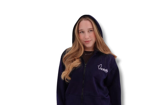 Satin Lined Navy Blue Hoodie