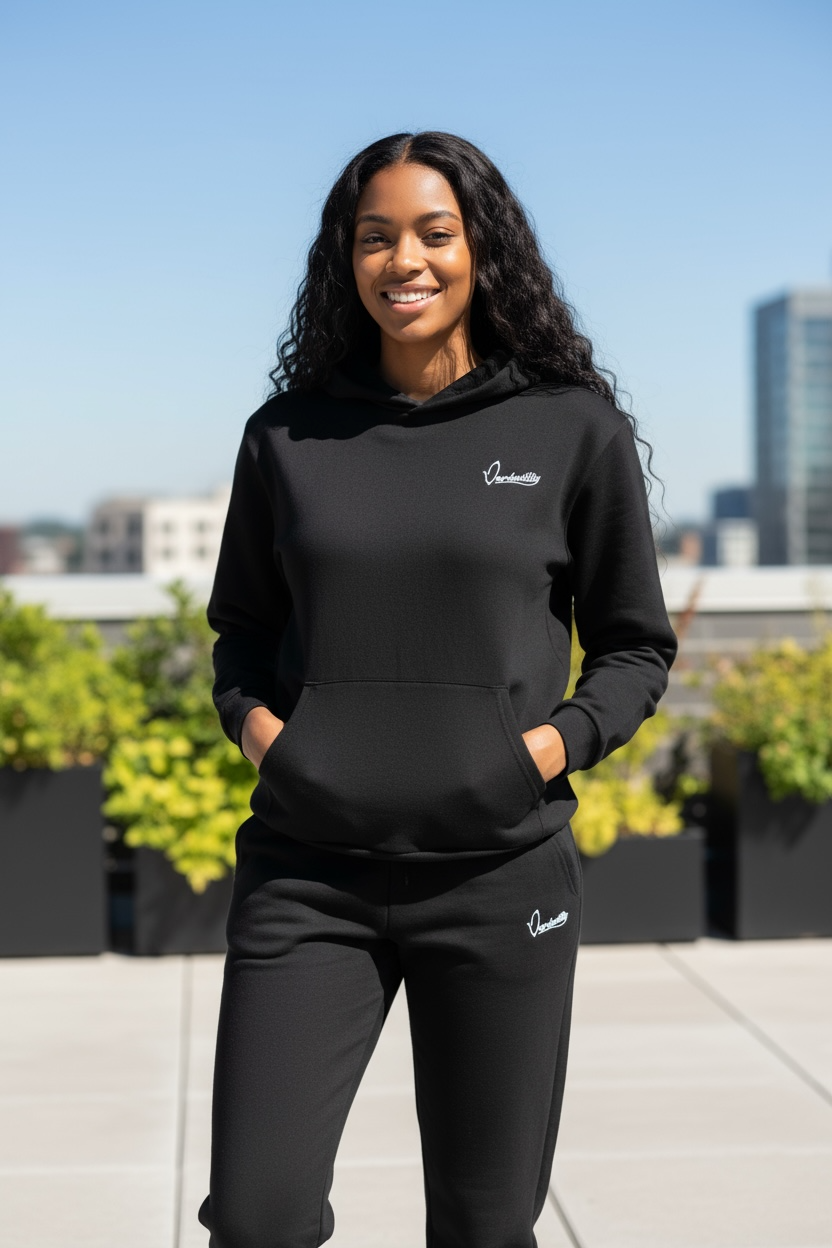 Black Overhead Cuff Bottom Tracksuit