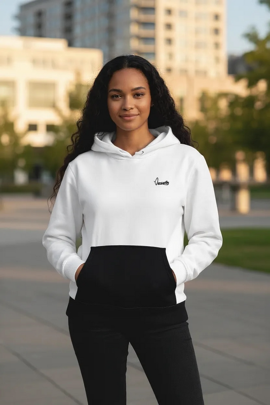 White and Black Overhead Cuff Bottom Tracksuit