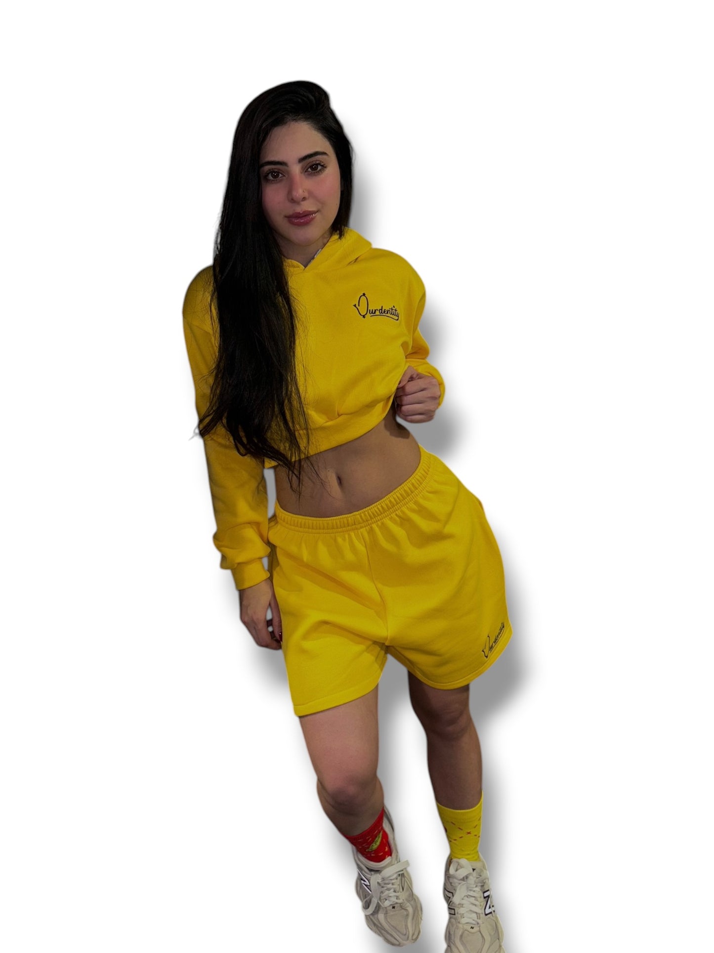 Yellow Luxe Crop Hoodie