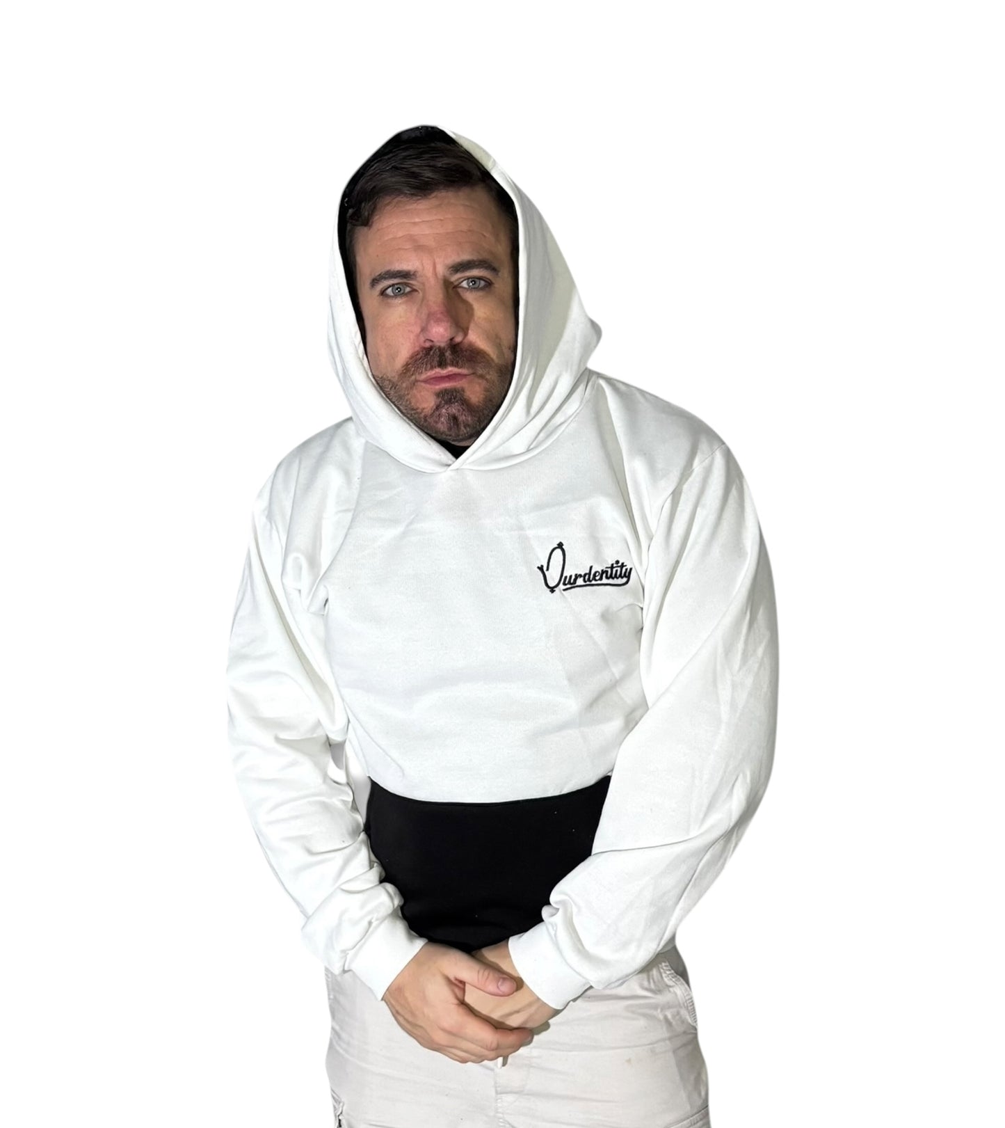 Satin Lined White and Black Hoodie