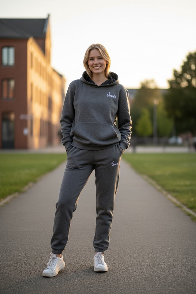 Raven Grey Overhead Tracksuit with Satin Lined Hood and Open Ankle Bottoms