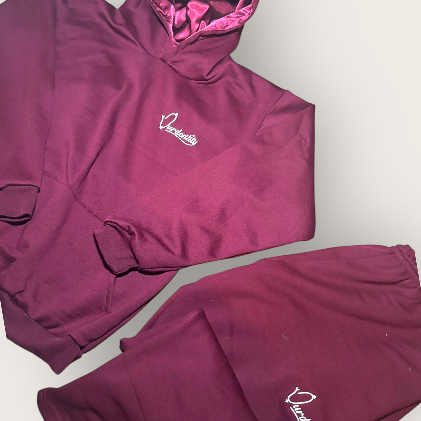 Dark Wine Overhead Tracksuit with Satin Lined Hood