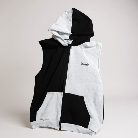 Chequered Sleeveless Hoodie