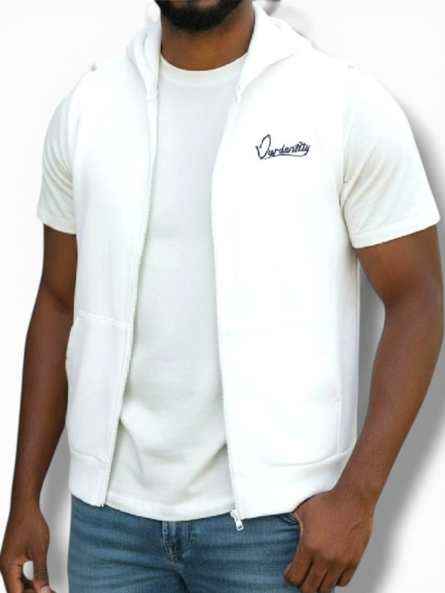 White Signature Sleeveless Hoodie