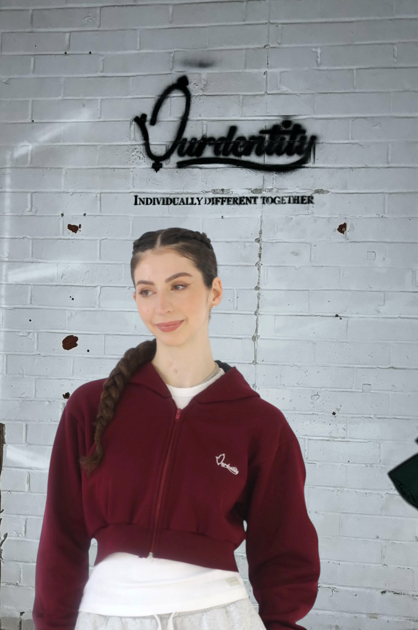 Dark Wine Luxe Crop Hoodie