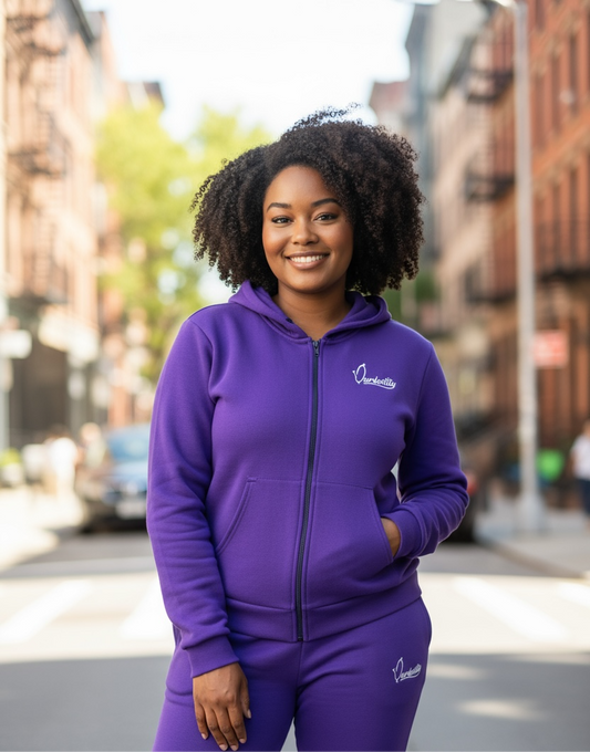 Satin Lined Purple Zip Hoodie