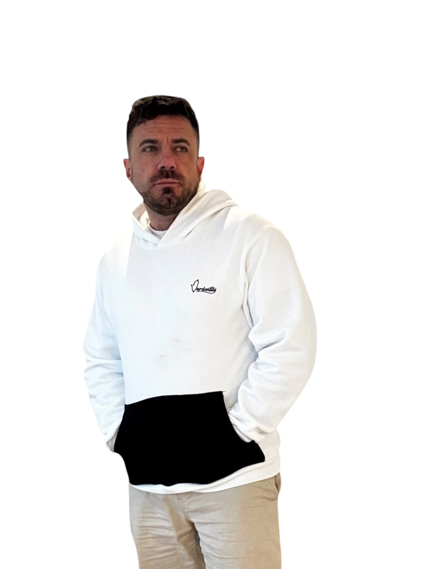 Satin Lined White and Black Hoodie