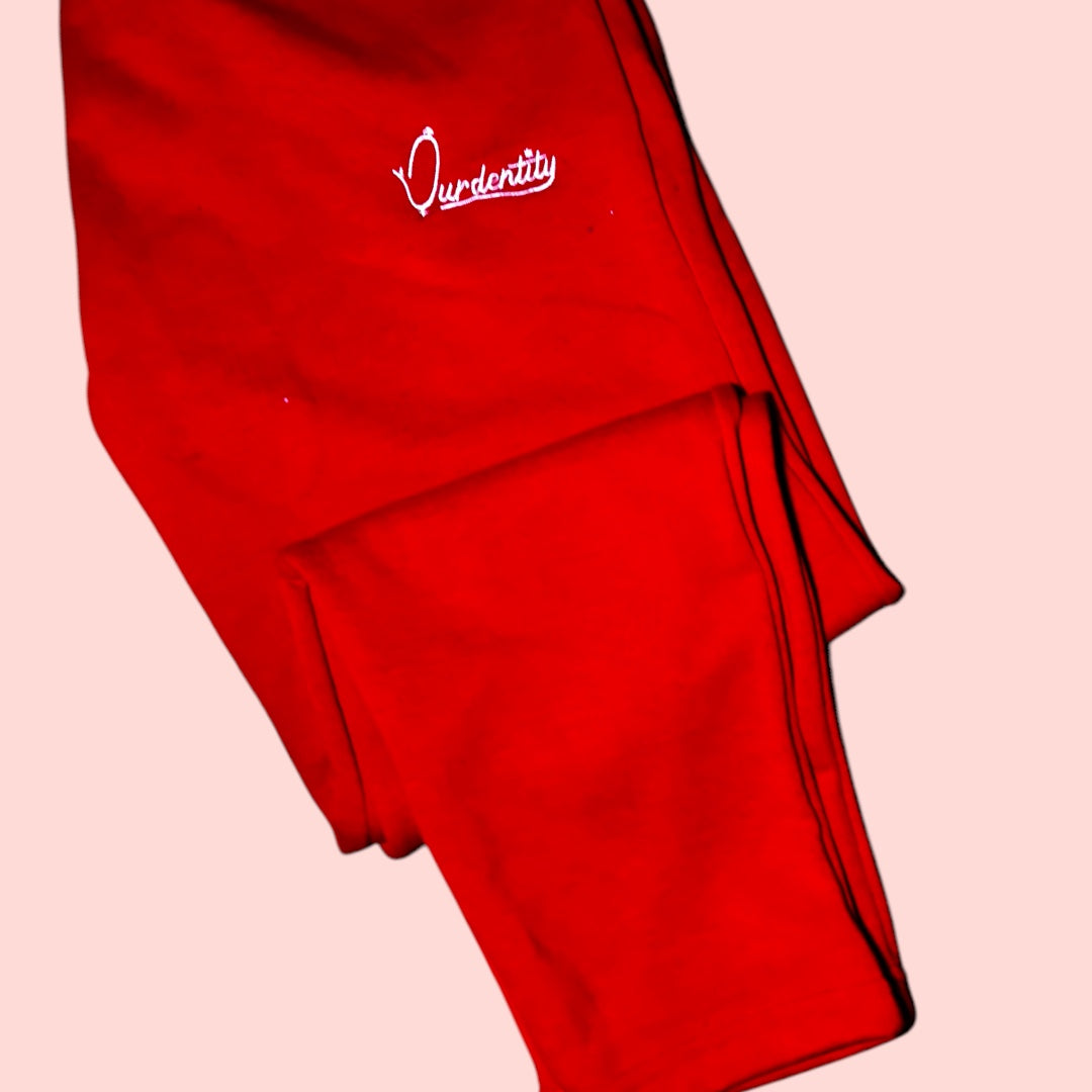 Red Open Ankle Tracksuit Bottoms