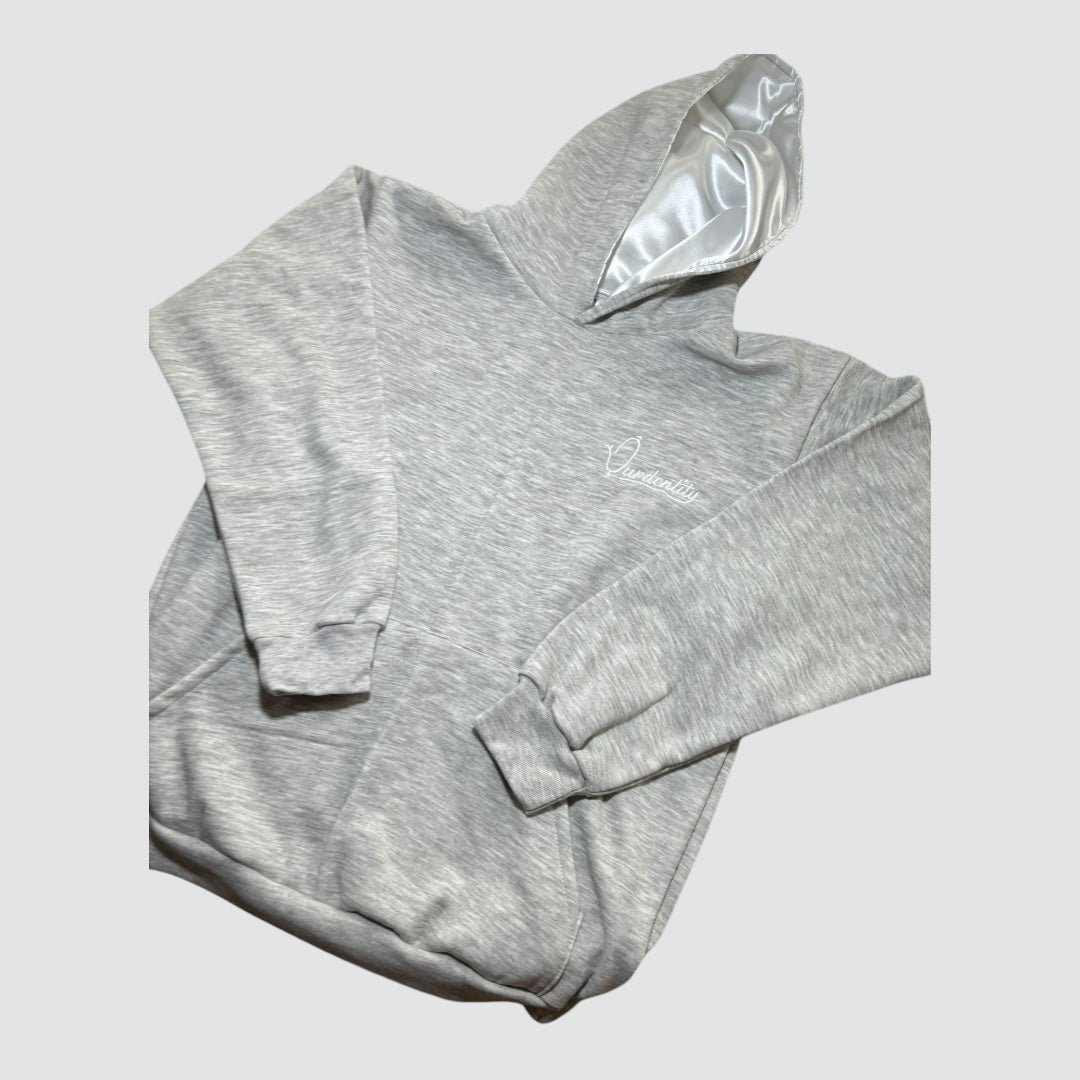 Satin Lined Silver Grey Overhead Hoodie