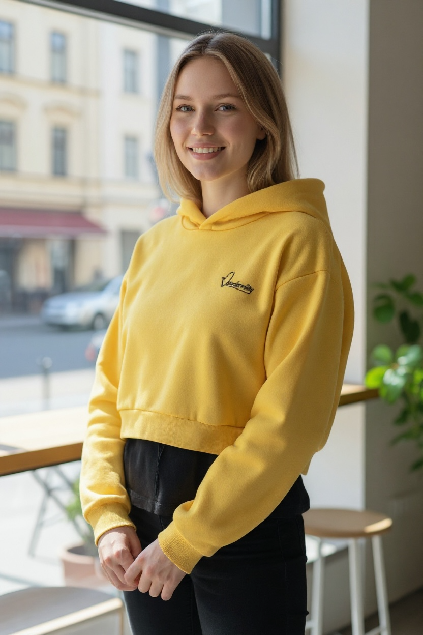 Yellow Crop Overhead Hoodie