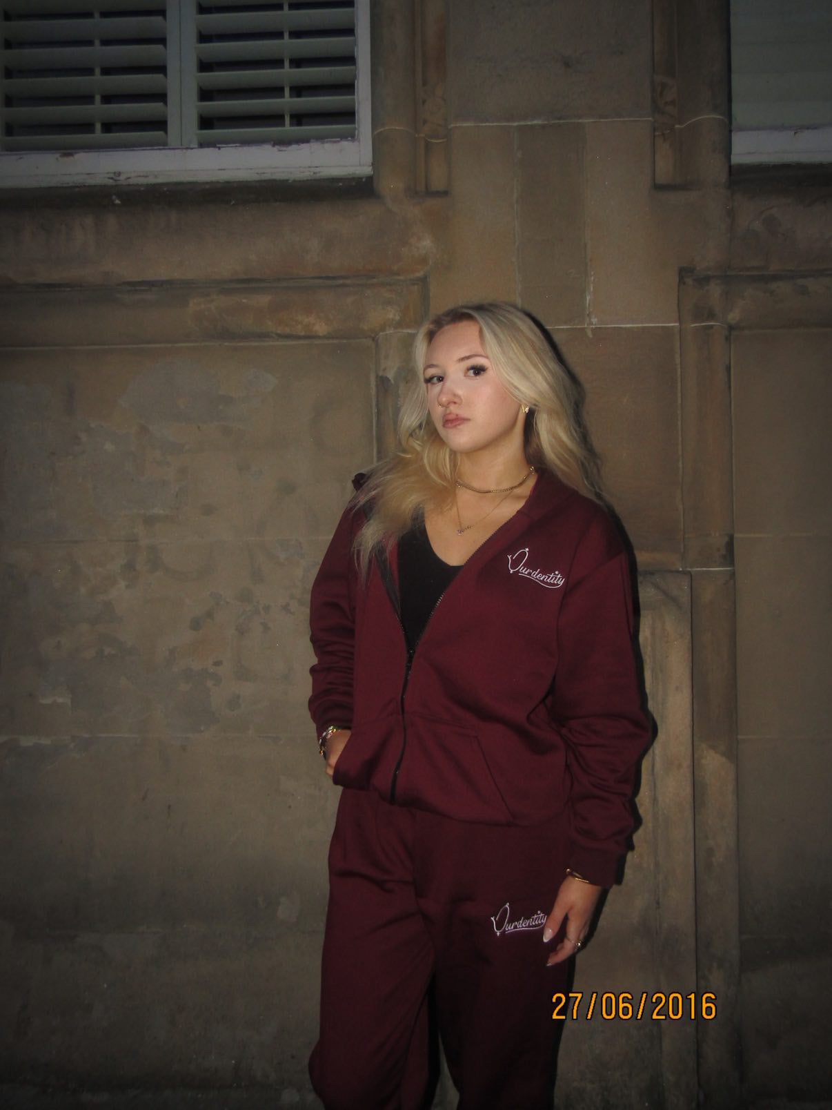 Dark Wine Zip Tracksuit with Satin Lined Hood