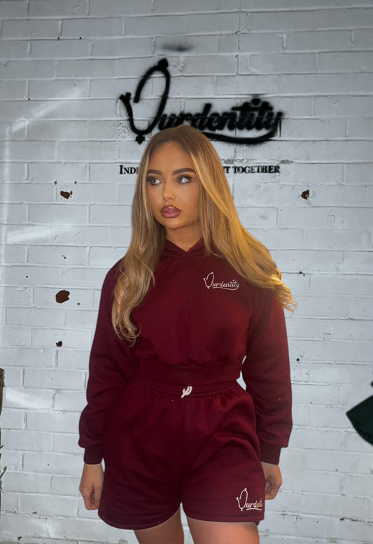 Dark Wine Loungewear Set with our Signature Satin Lined Hood