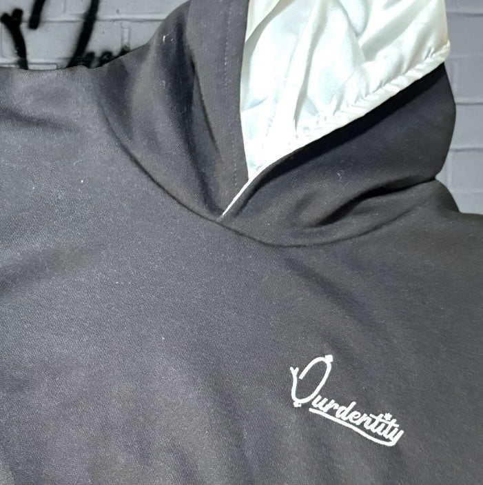 Satin Lined Black and White Hoodie