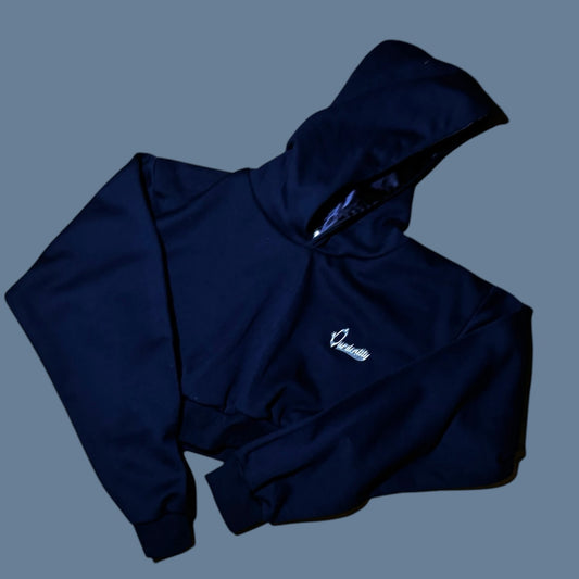 Navy Blue Crop Overhead Hoodie