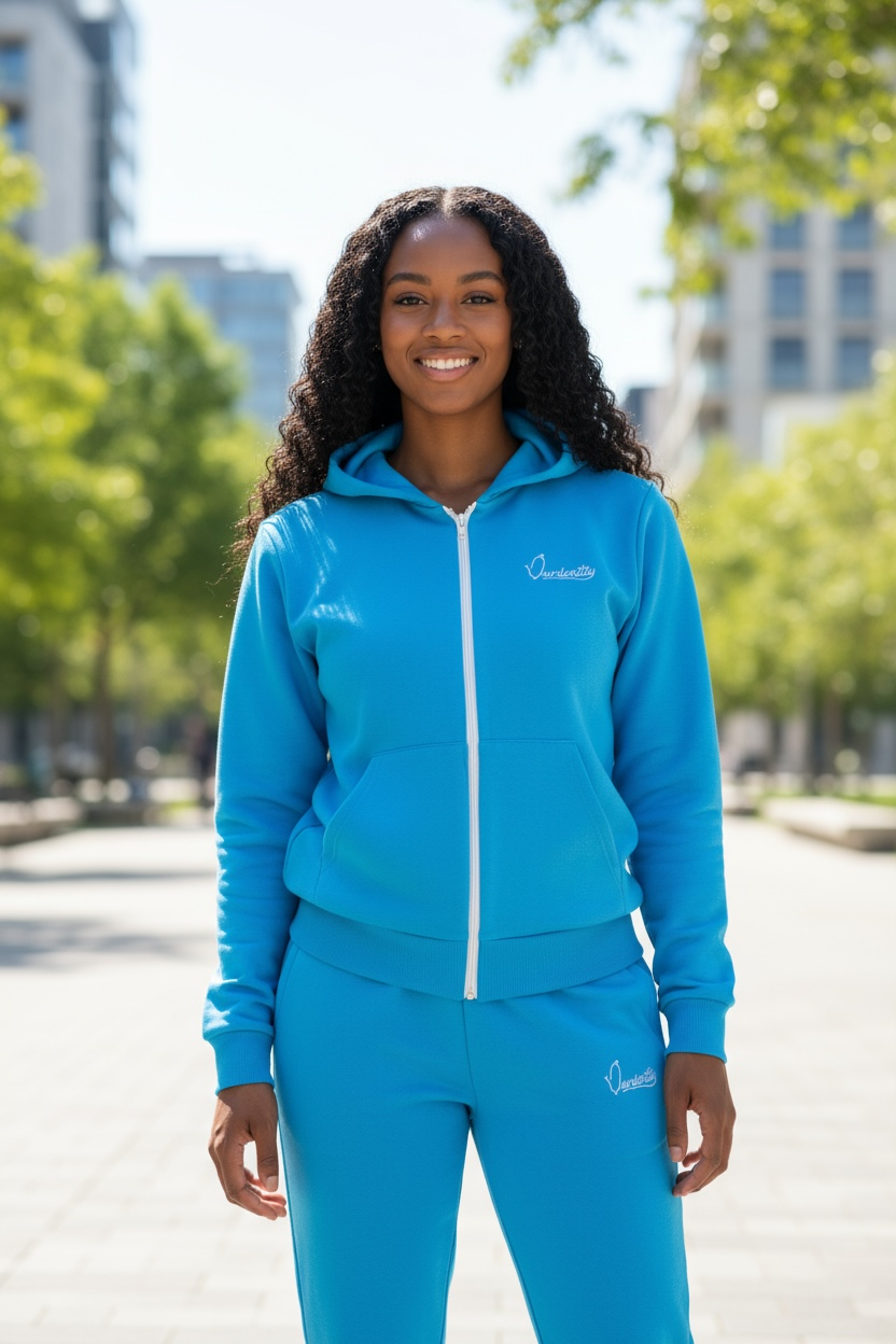 Sky Blue Full Zip Hoodie