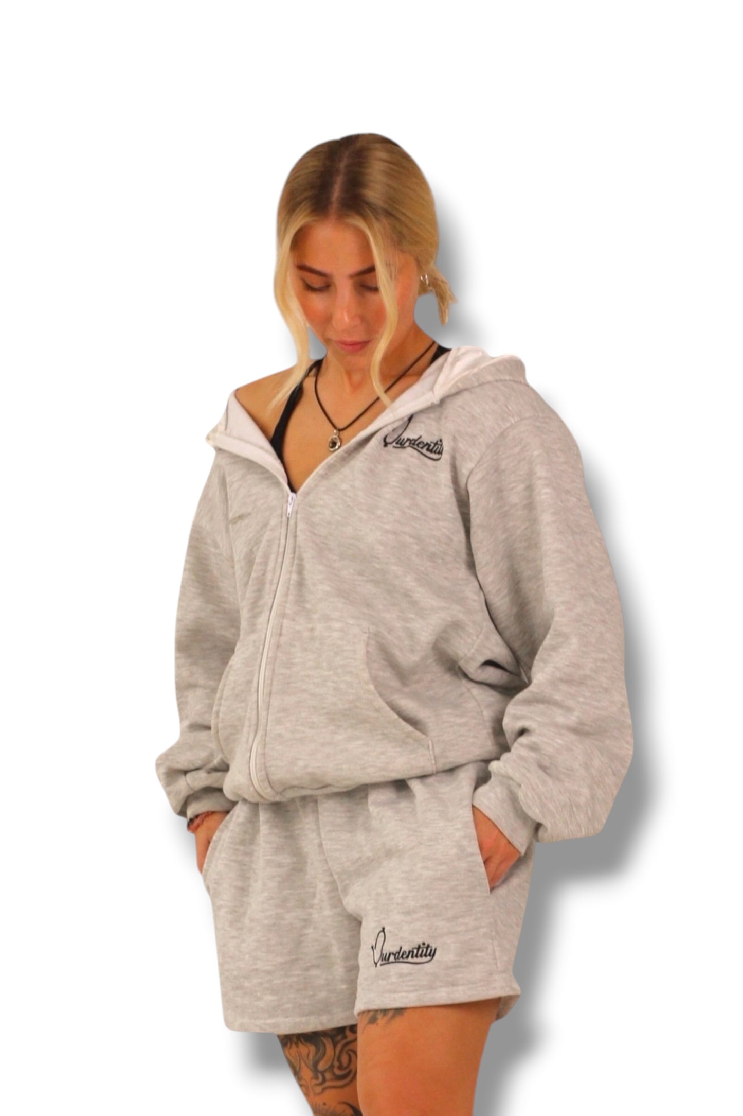 Satin Lined Silver Grey Hoodie