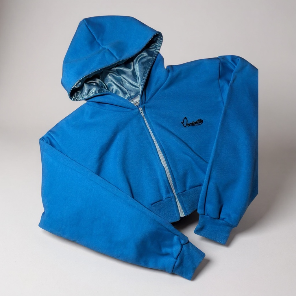 Sky Blue Crop Zip Hoodie