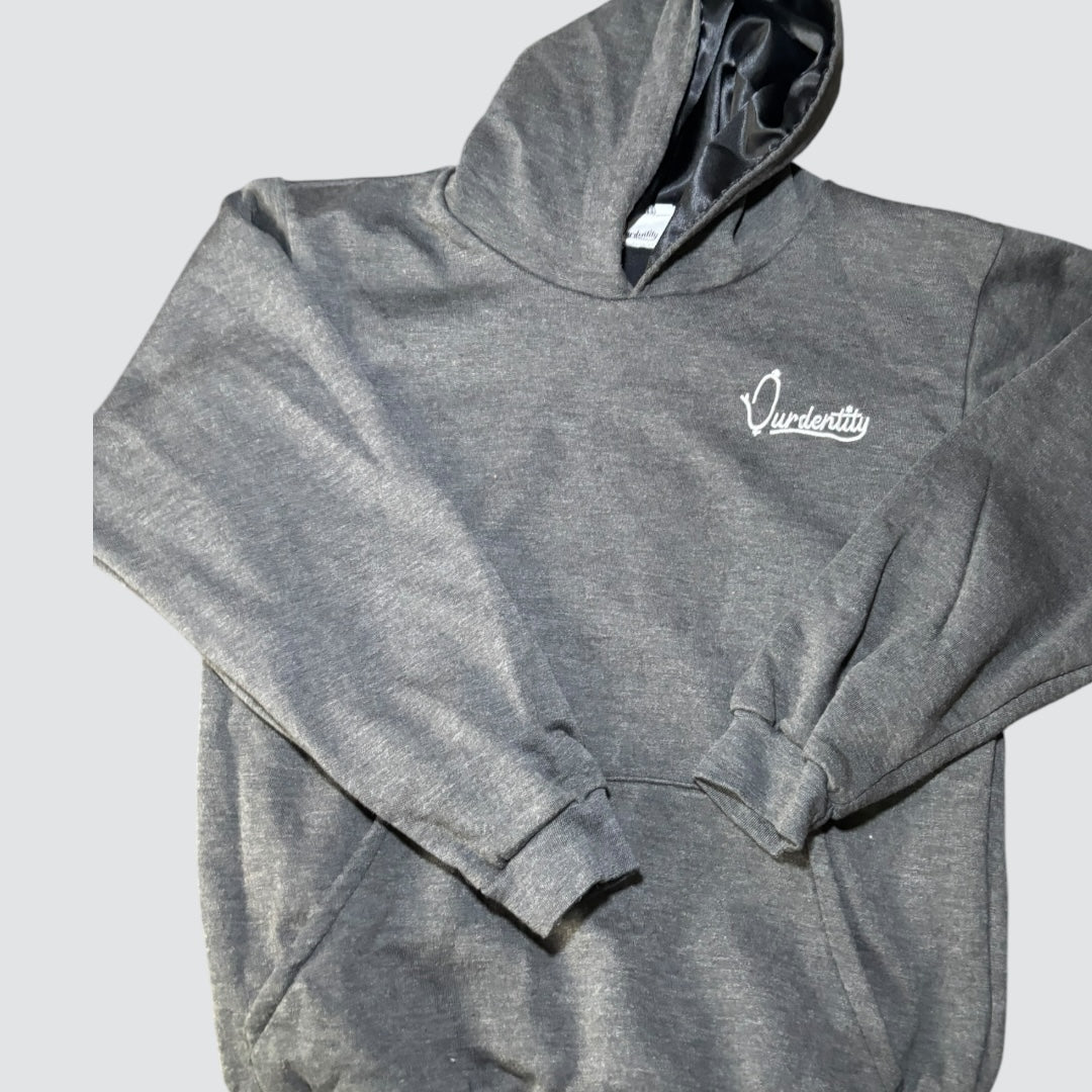 Satin Lined Raven Grey Overhead Hoodie