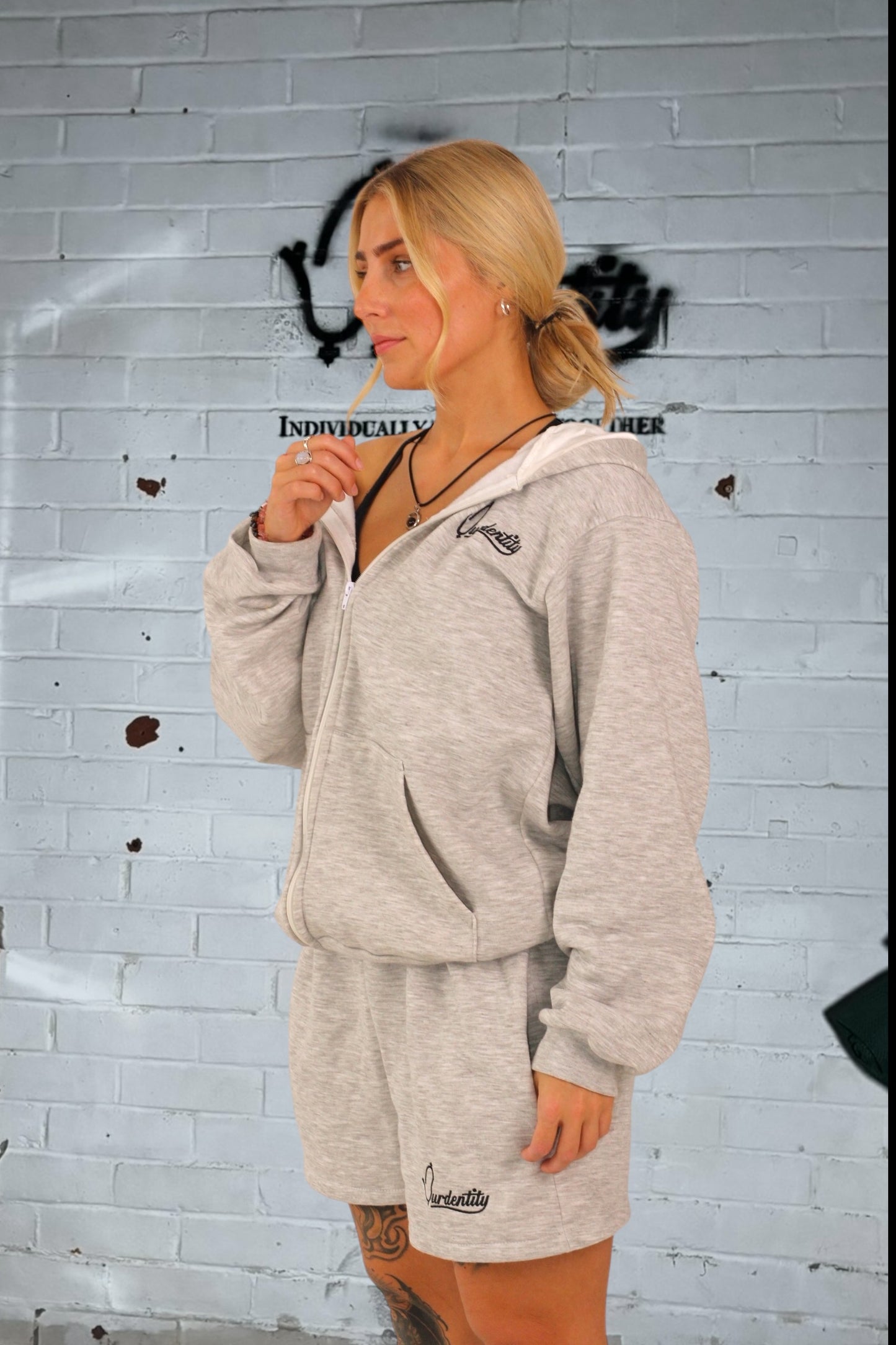Satin Lined Silver Grey Hoodie