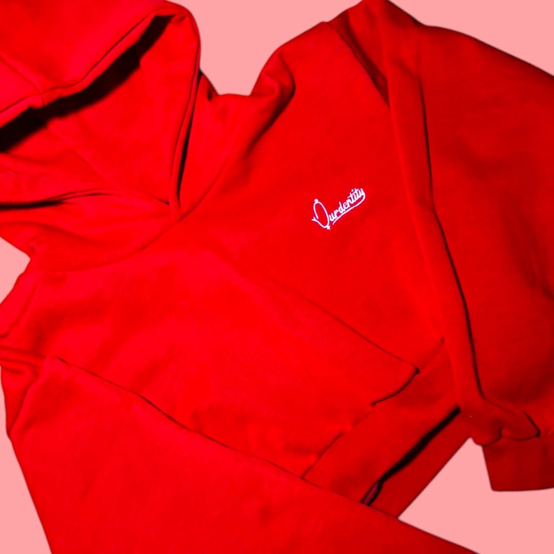 Red Crop Overhead Hoodie