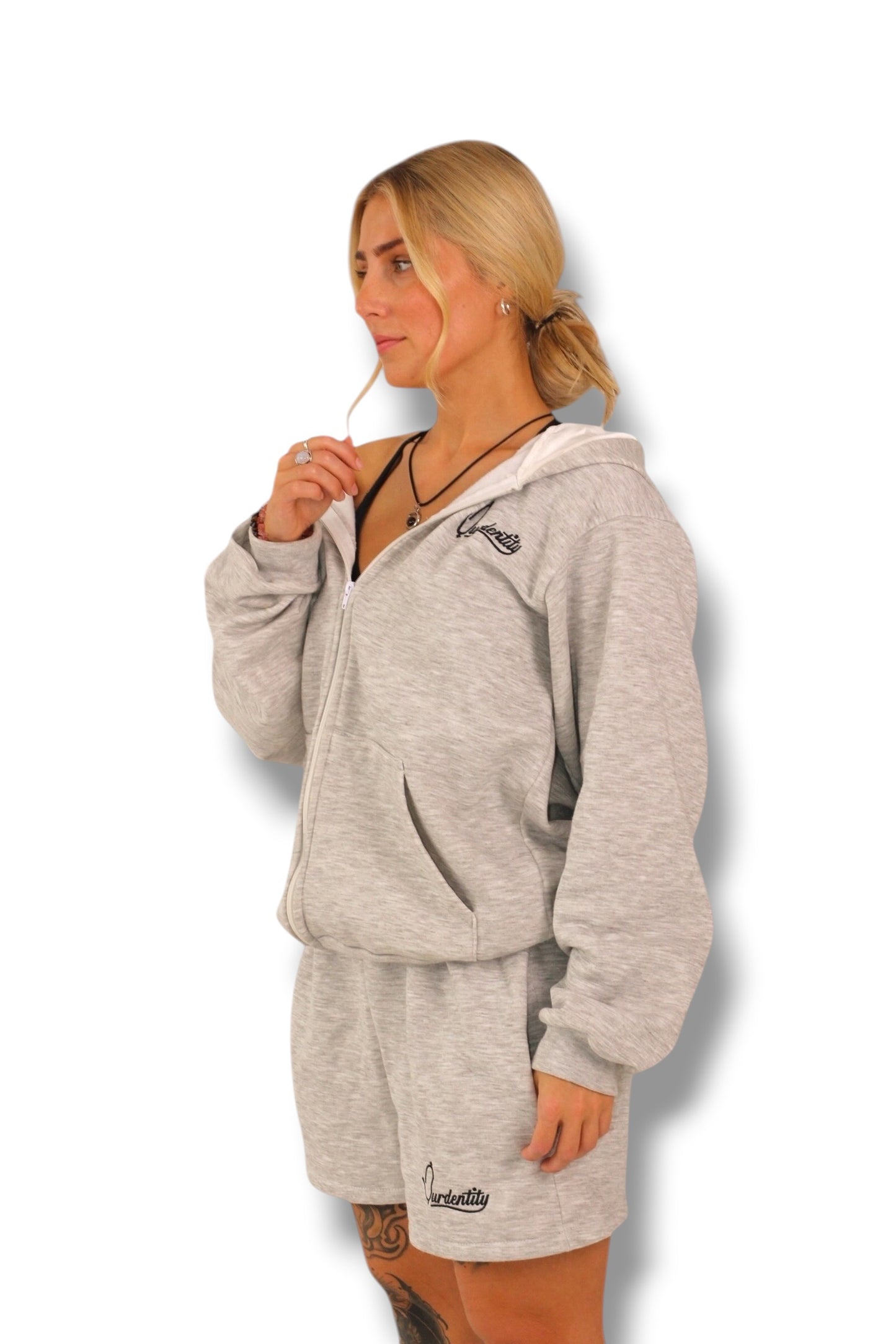 Satin Lined Silver Grey Hoodie