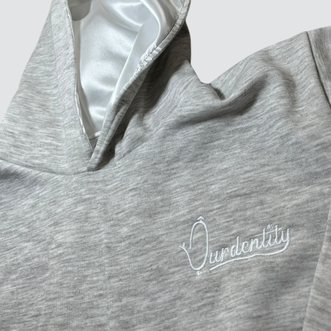 Satin Lined Silver Grey Overhead Hoodie