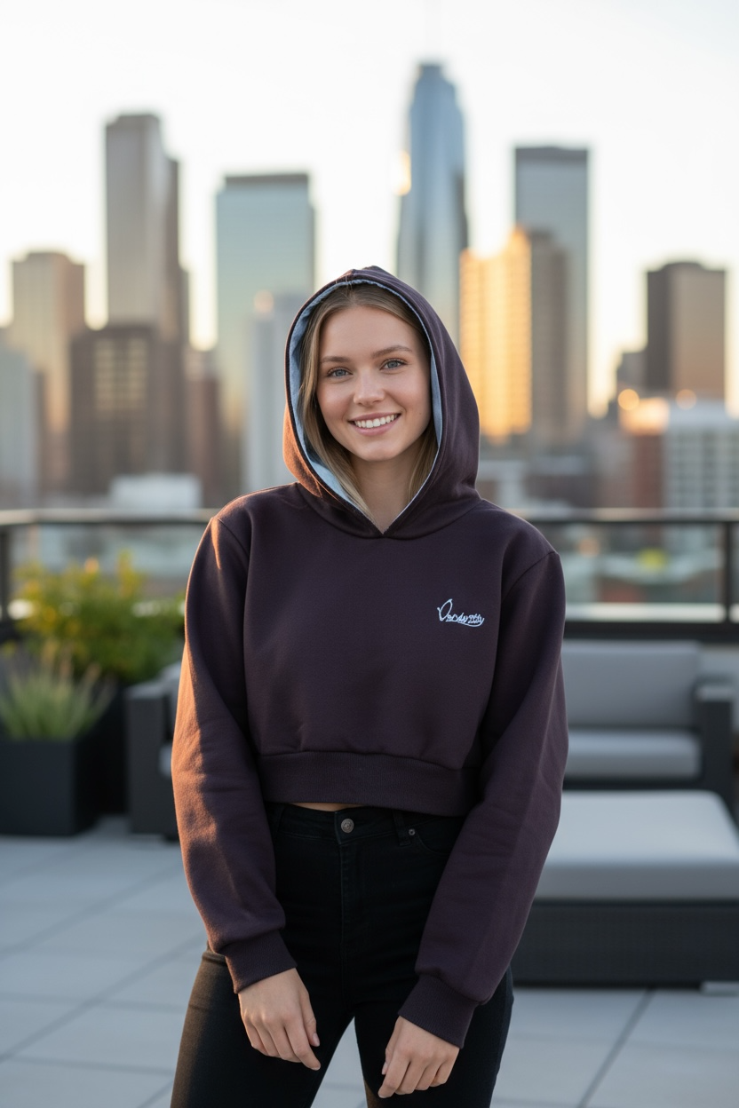 Brown Crop Overhead Hoodie