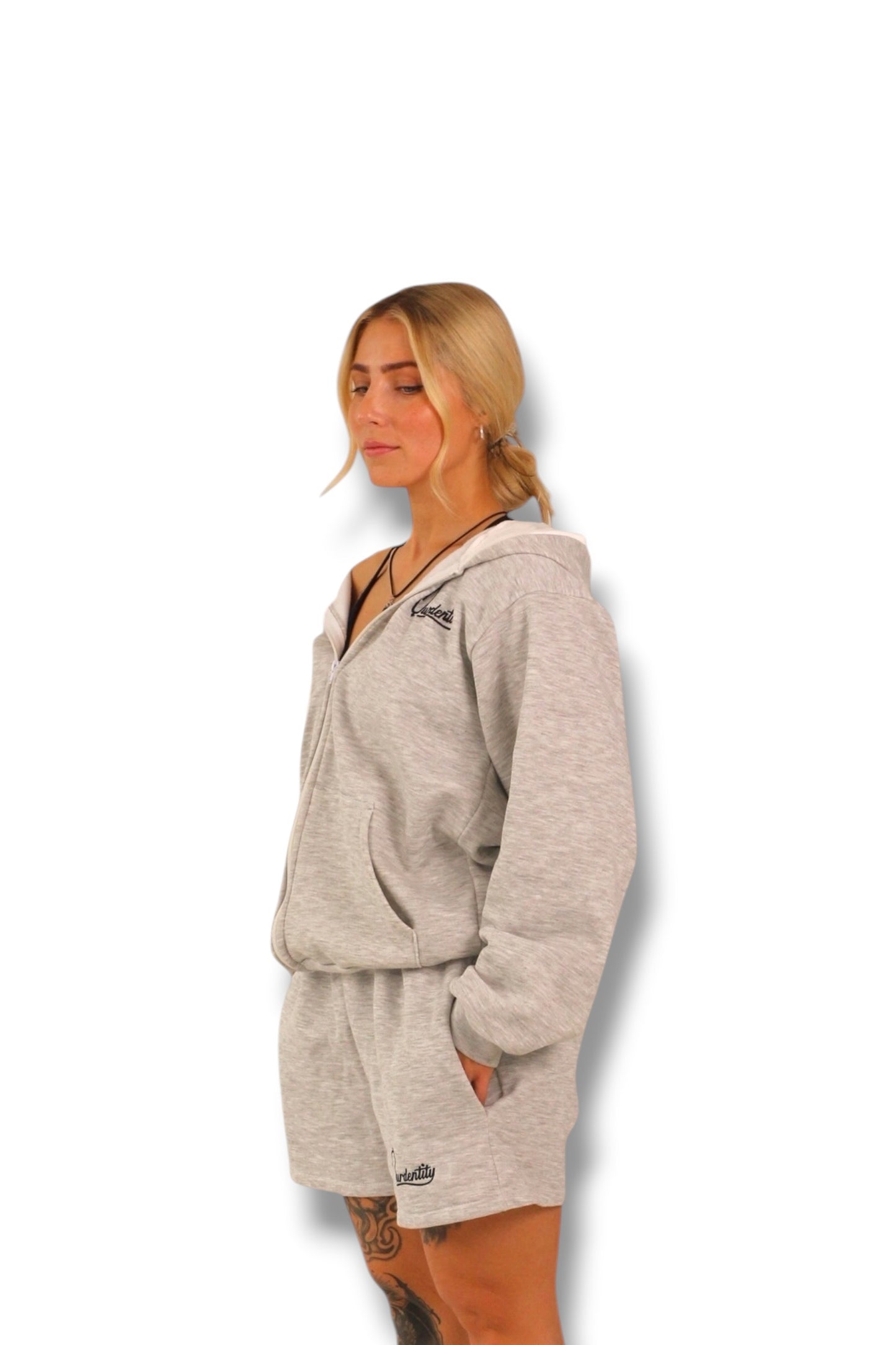 Satin Lined Silver Grey Hoodie