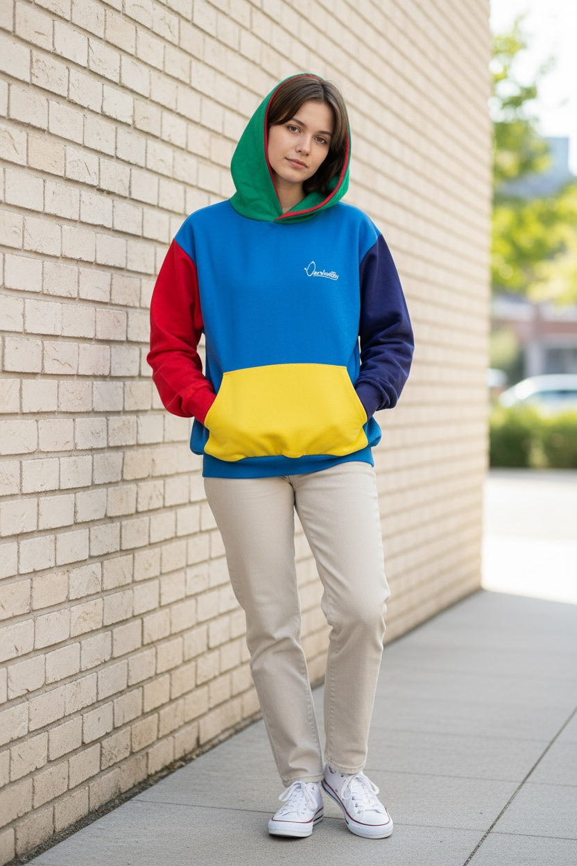 Colourblock Overhead Hoodie Blue