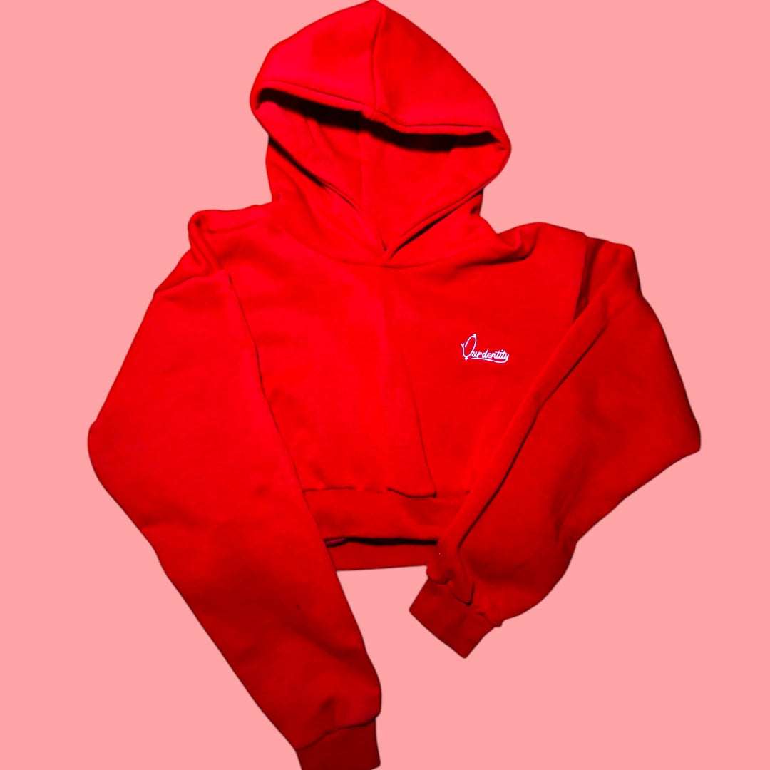 Red Crop Overhead Hoodie