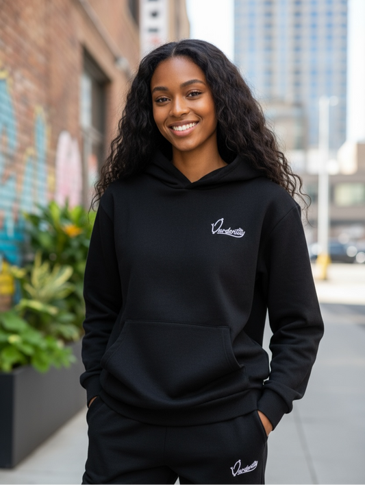Satin Lined Black Overhead Hoodie