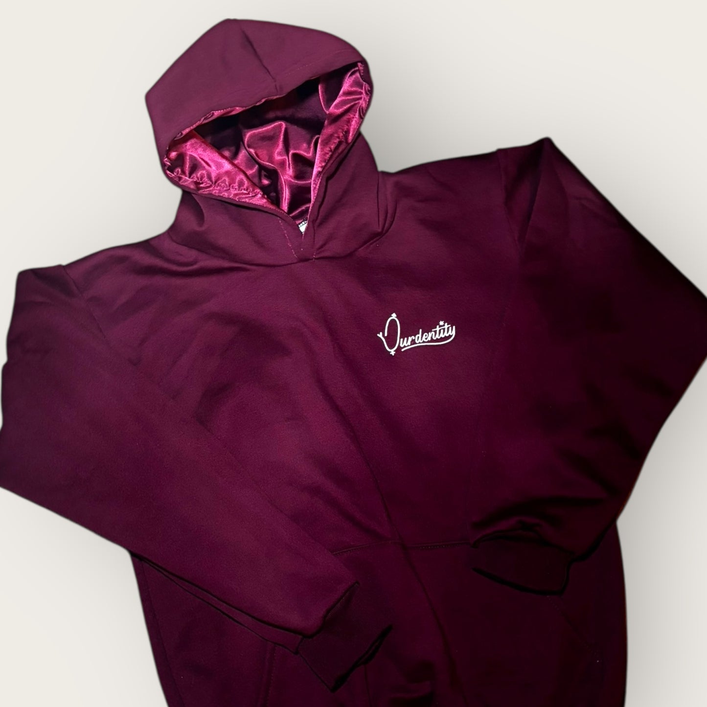 Dark Wine Overhead Tracksuit with Satin Lined Hood